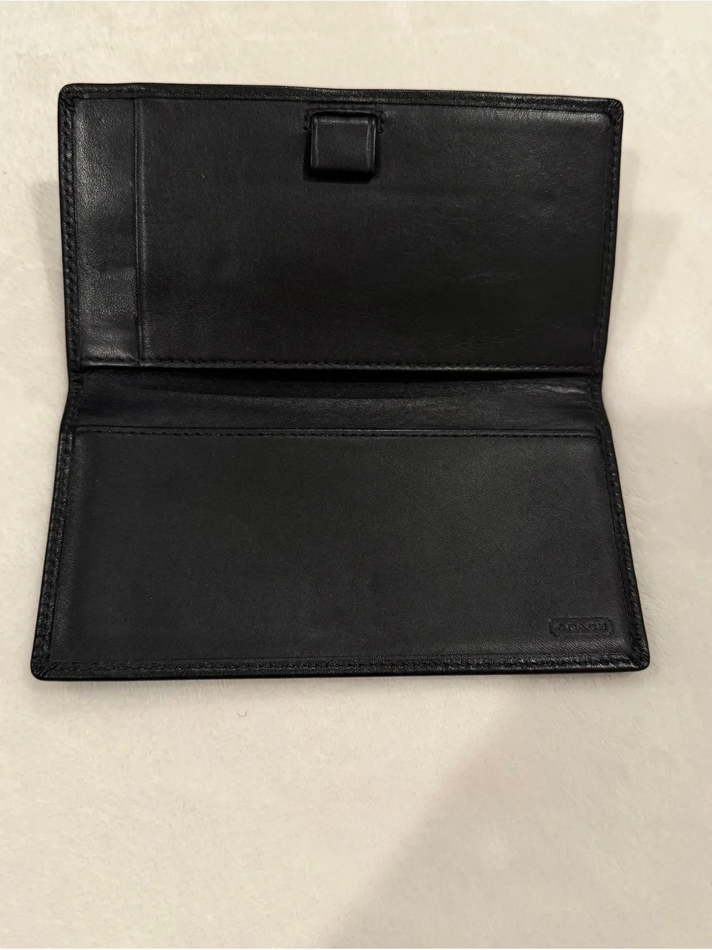 “Vintage COACH Black Smooth Leather Checkbook Cover Wallet Case”